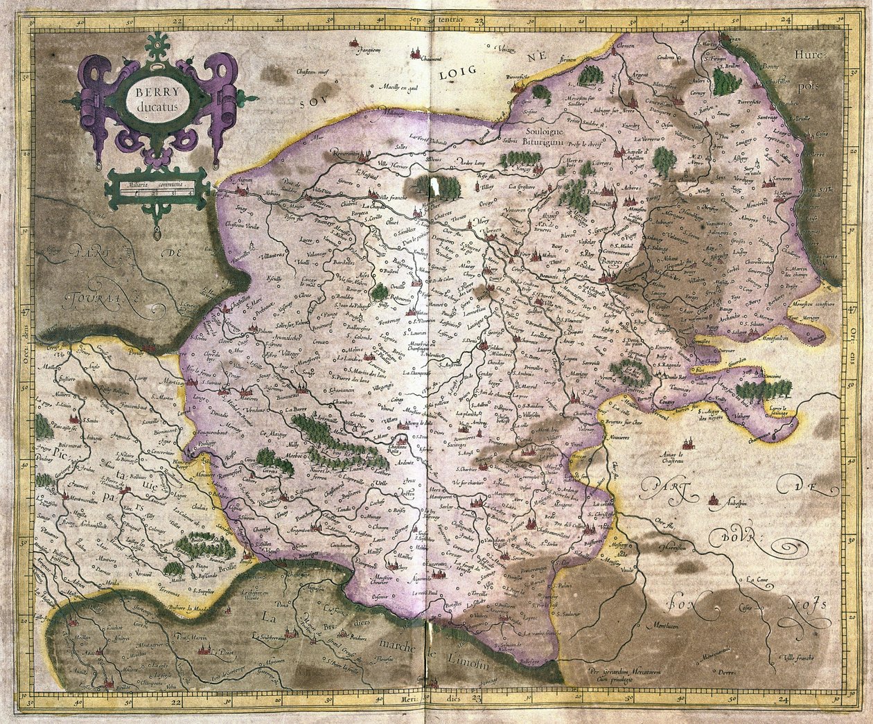 Bourges (dolina Loary), Francja (rycina autorstwa Gerardus Mercator