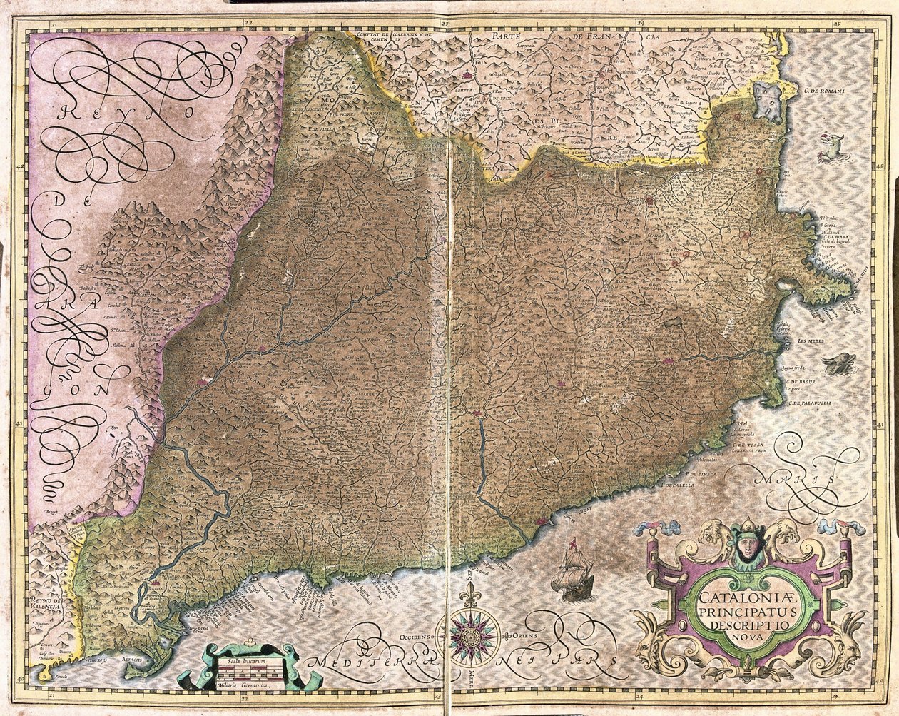 Katalonia, Hiszpania (grawerowanie autorstwa Gerardus Mercator