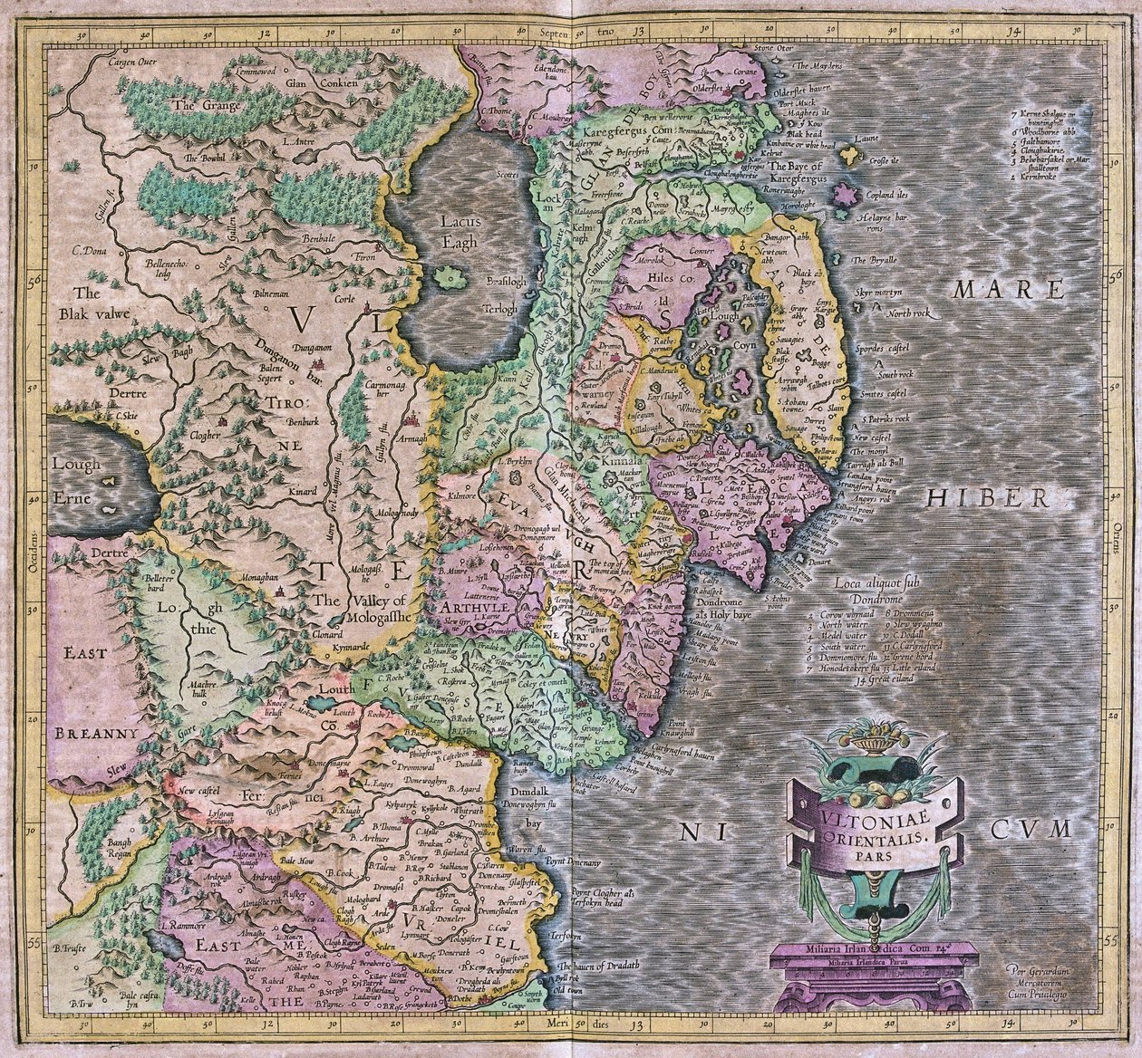 Wschodnia Irlandia autorstwa Gerardus Mercator