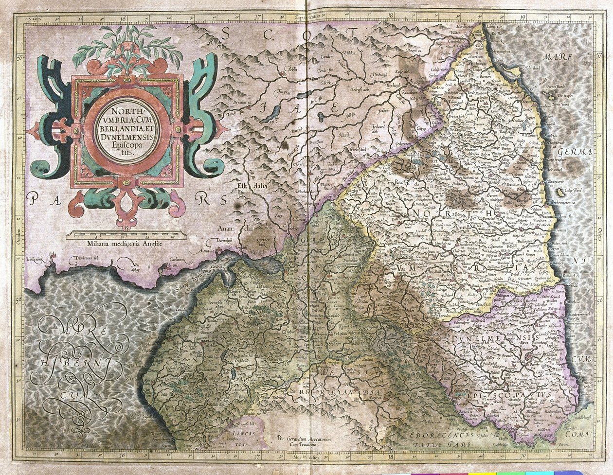Anglia i Szkocja (grawerowanie autorstwa Gerardus Mercator