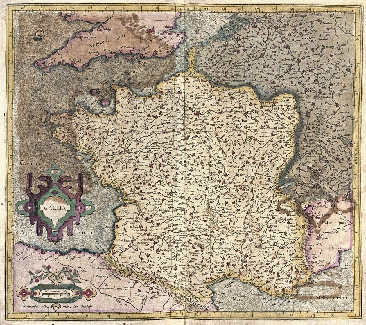 Francja (grawerowanie autorstwa Gerardus Mercator