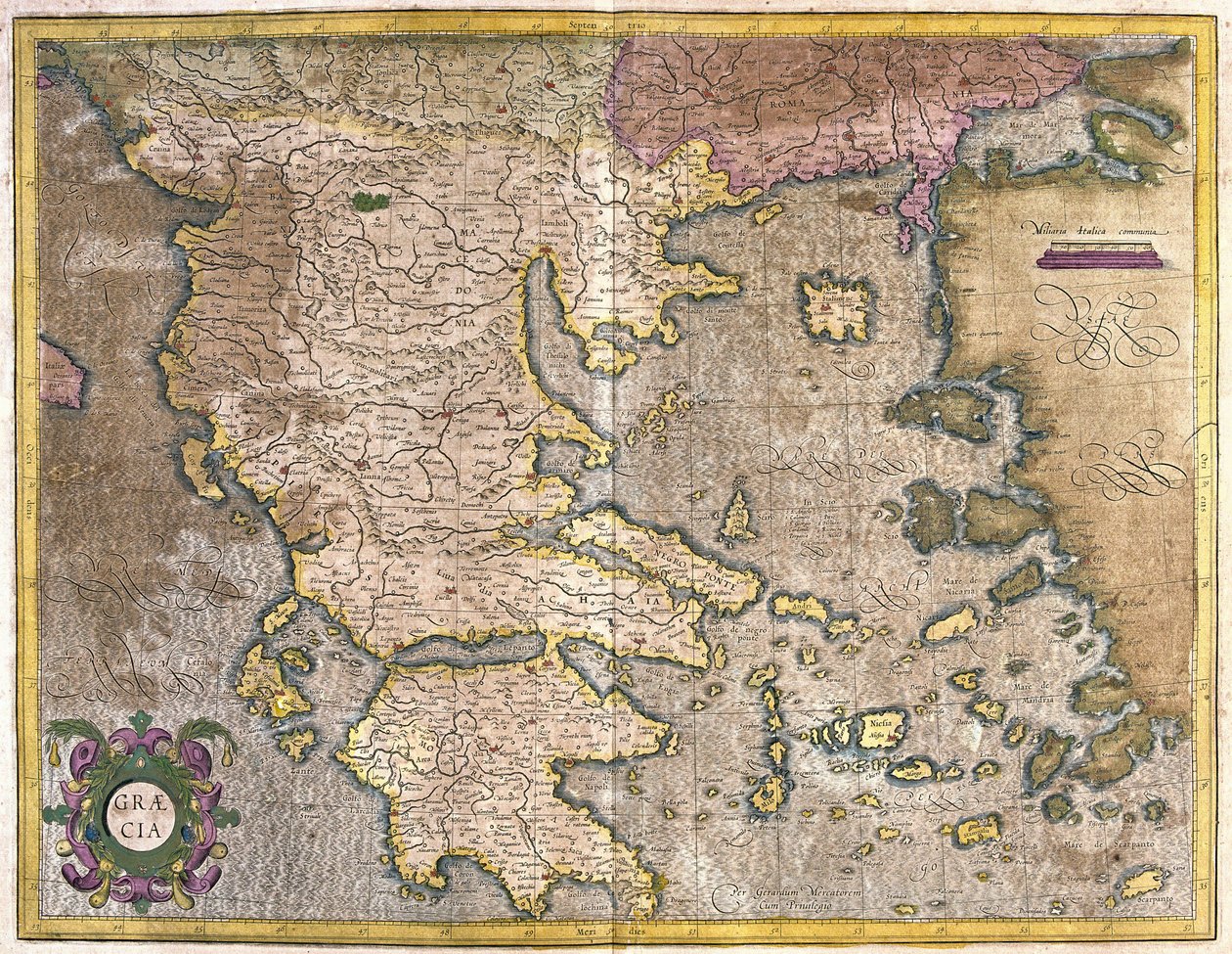 Grecja (grawerowanie autorstwa Gerardus Mercator