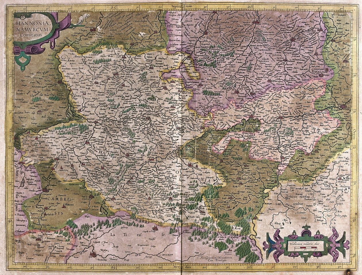 Hainaut, Namur, Belgia (Grawerowanie autorstwa Gerardus Mercator