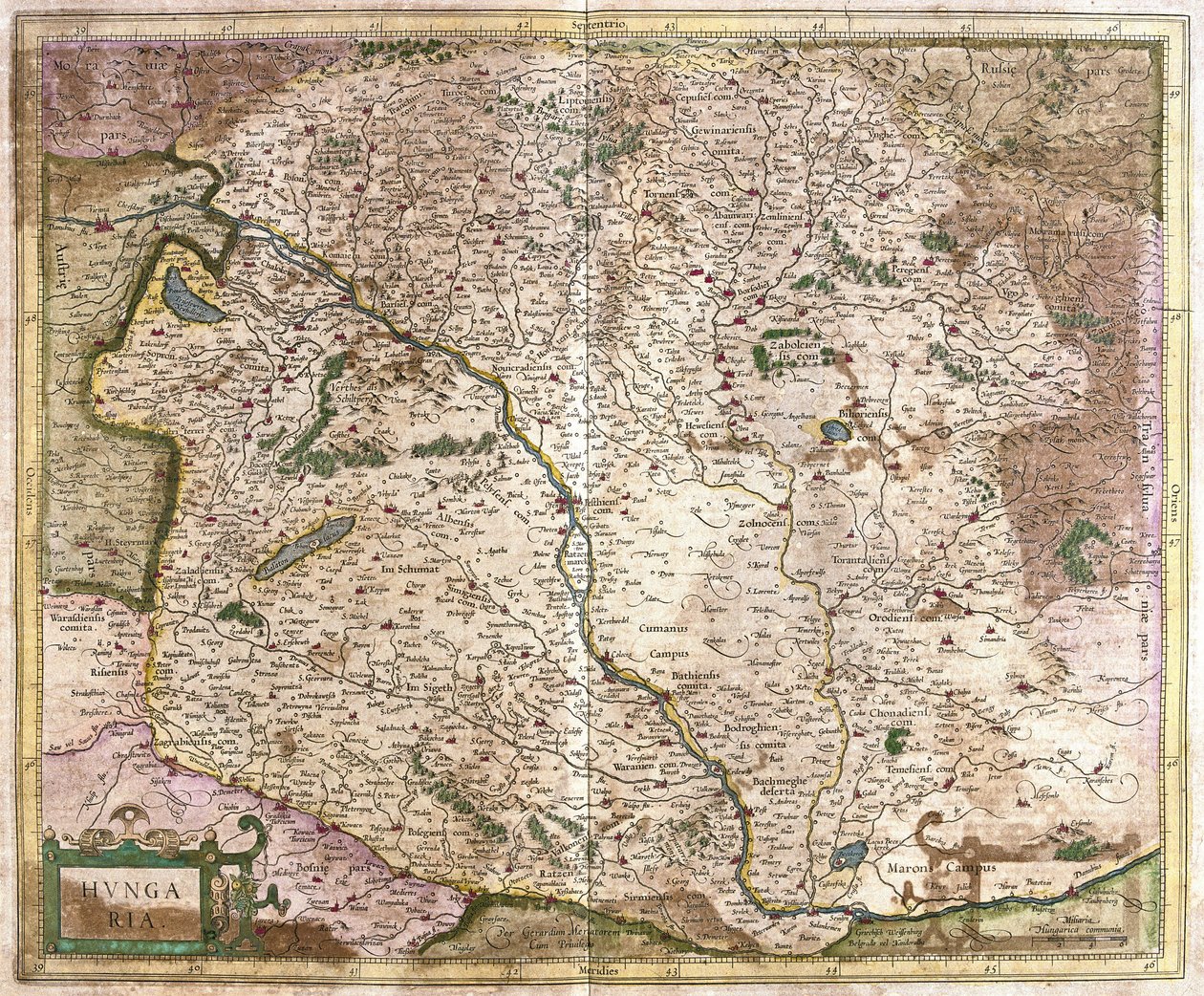 Węgry (grawerowanie autorstwa Gerardus Mercator