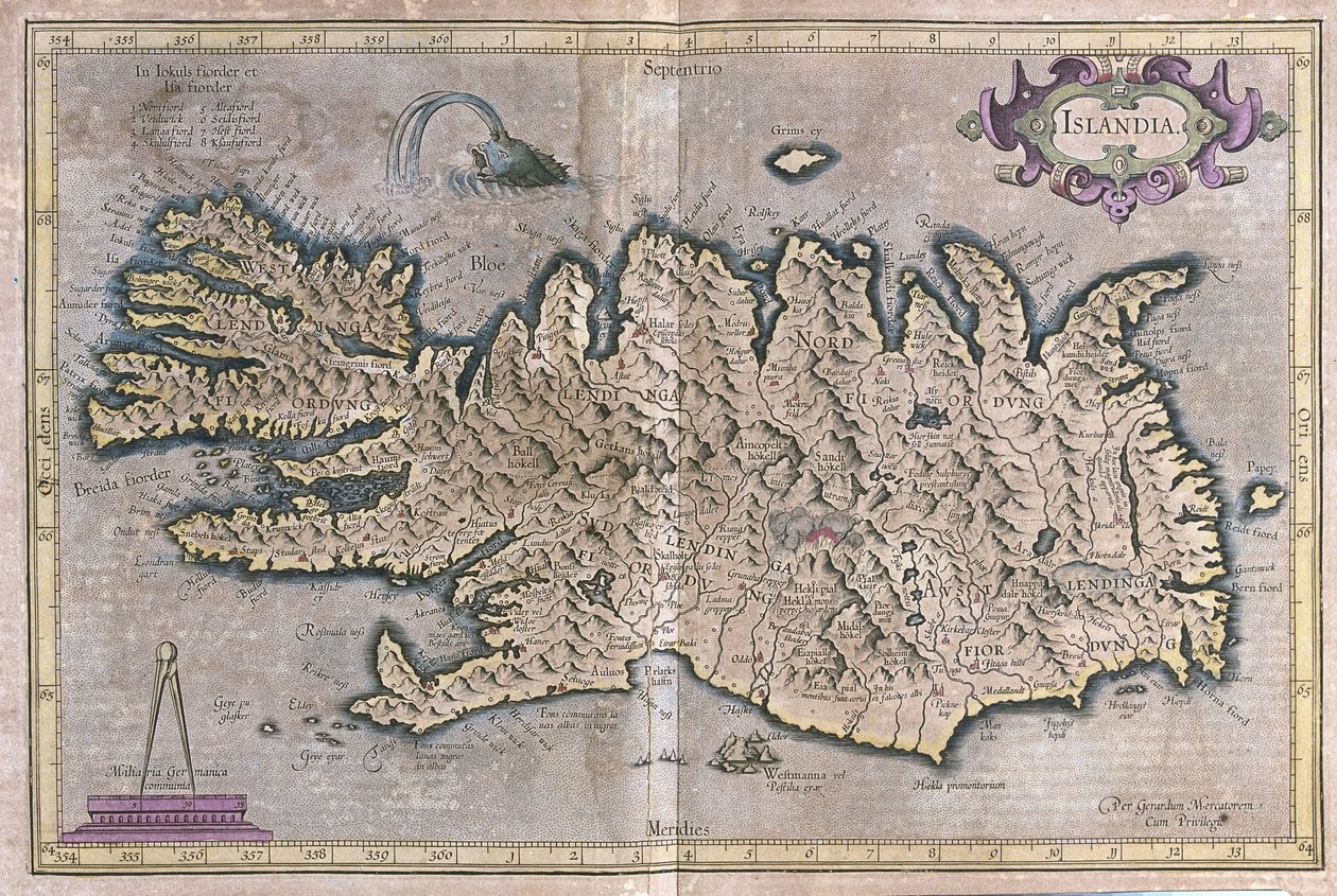 Islandia autorstwa Gerardus Mercator