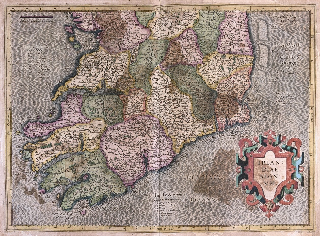 Irlandia autorstwa Gerardus Mercator
