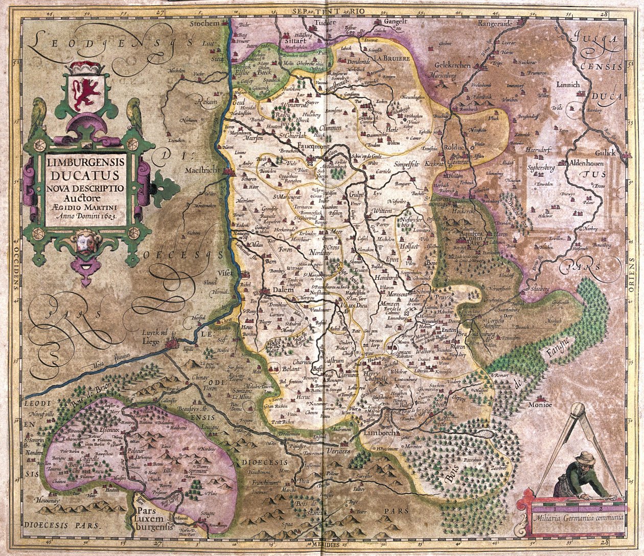 Limburgia, Belgia (grawerowanie autorstwa Gerardus Mercator