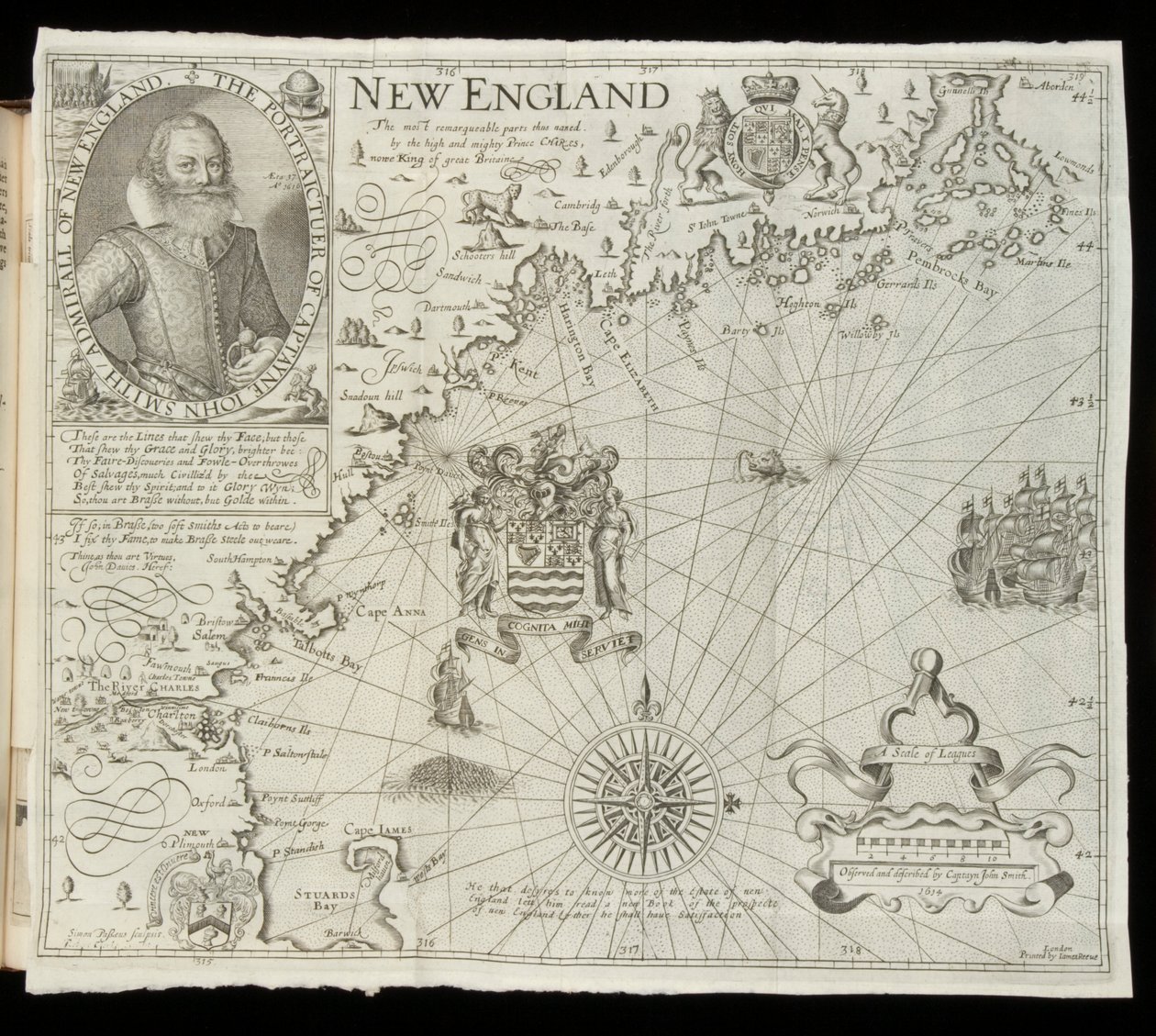 Mapa Nowej Anglii z Historii Mundi: lub Mercator’s Atlas, Londyn, 1635 autorstwa Gerardus Mercator