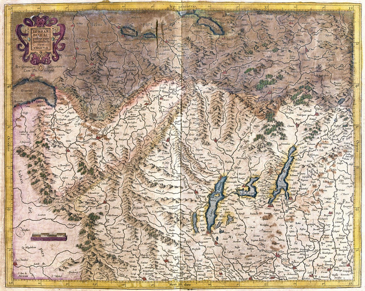 Północne Włochy (grawerowanie autorstwa Gerardus Mercator