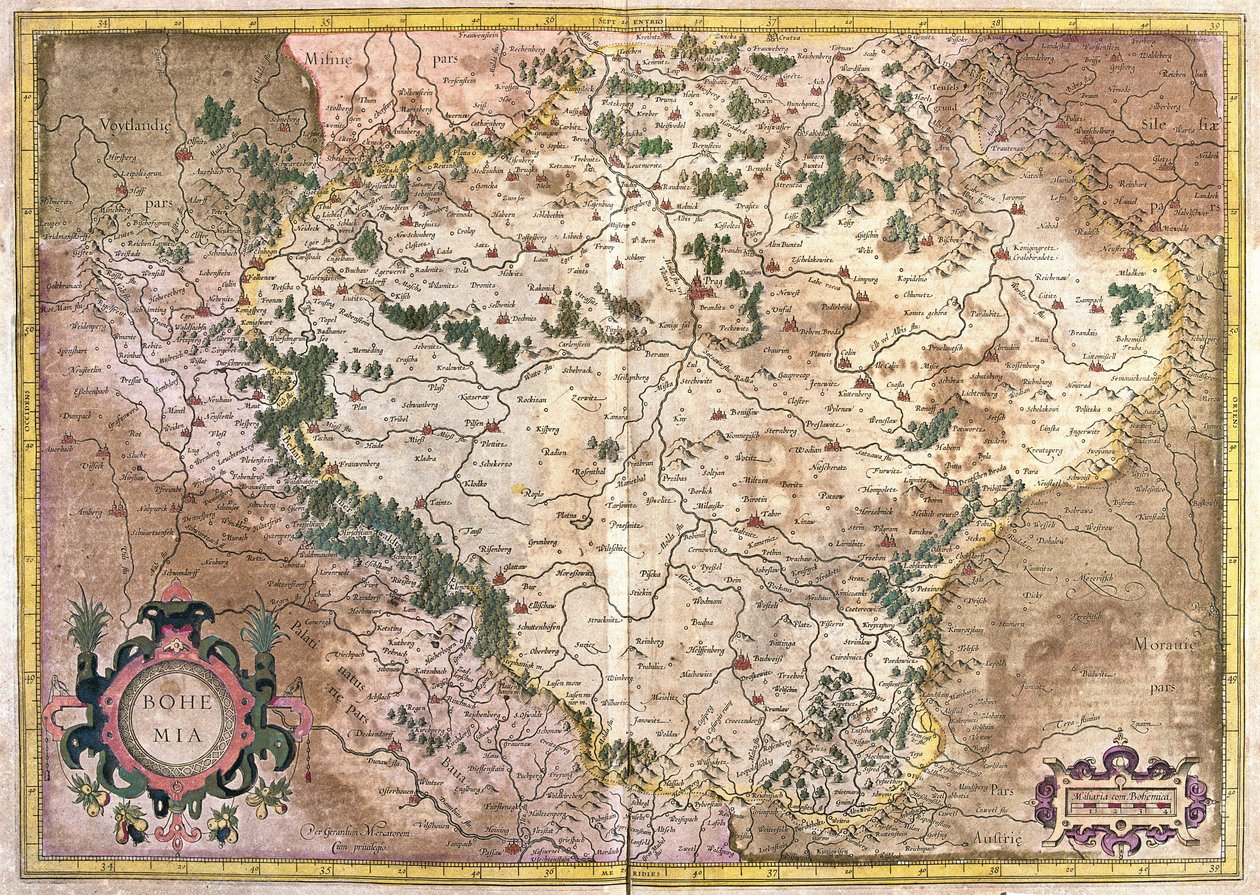Praga, Czechy (grawerowanie autorstwa Gerardus Mercator
