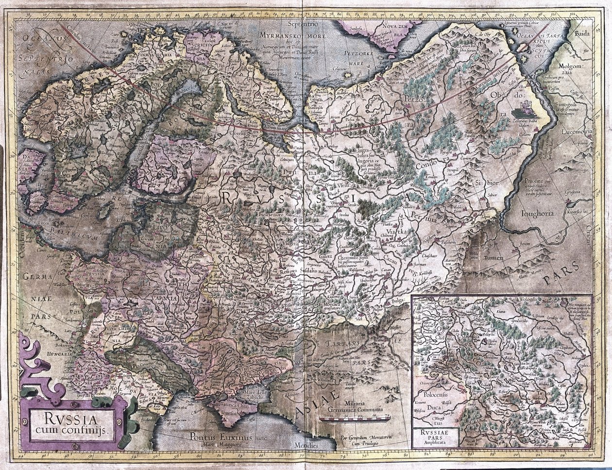 Rosja (grawerowanie autorstwa Gerardus Mercator
