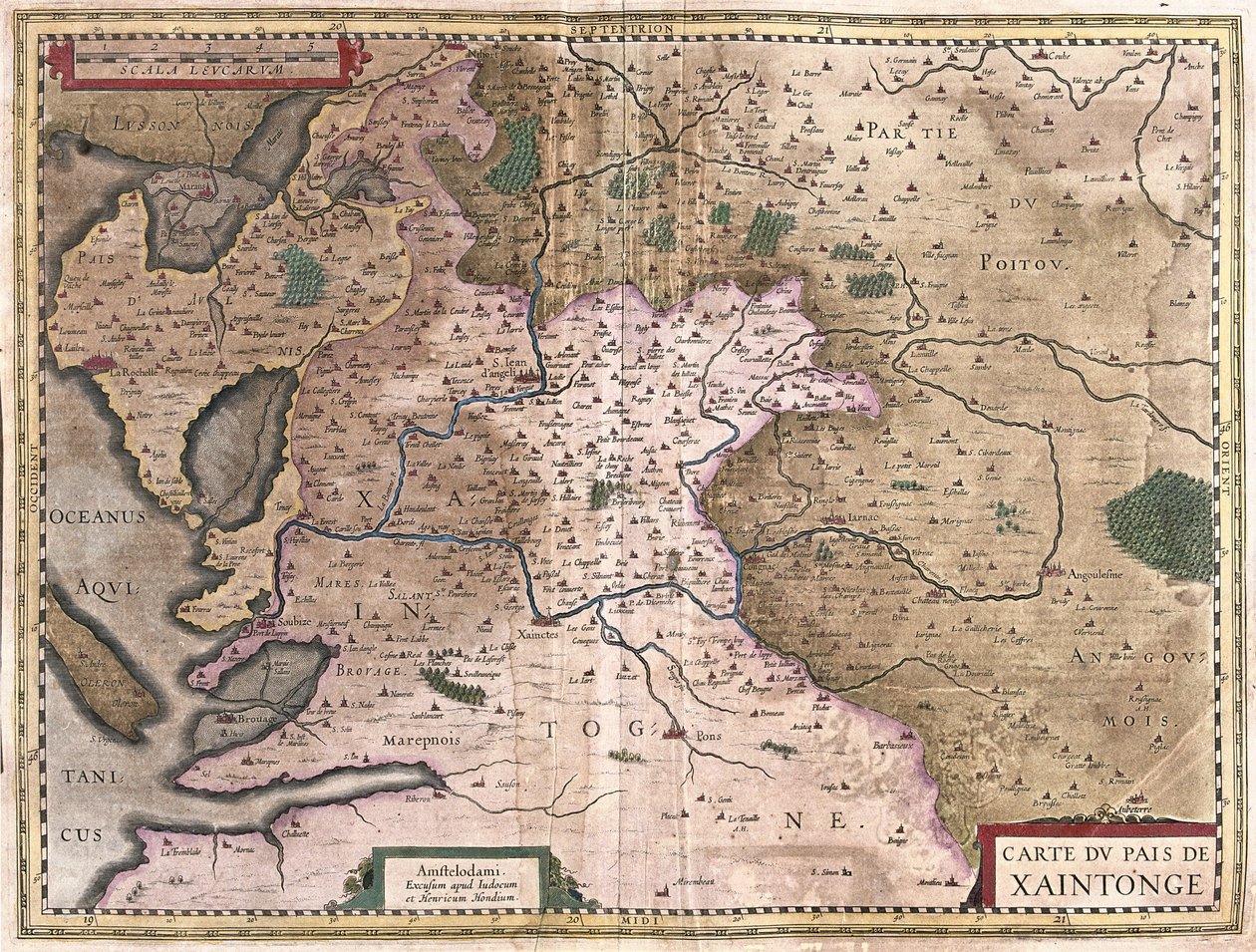 Saintonge z La Rochelle i Ile Oleron, Francja (grafika) autorstwa Gerardus Mercator