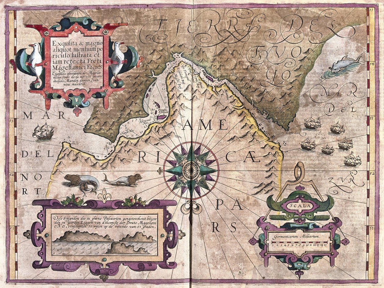 Cieśnina Magellana (grawerowanie autorstwa Gerardus Mercator