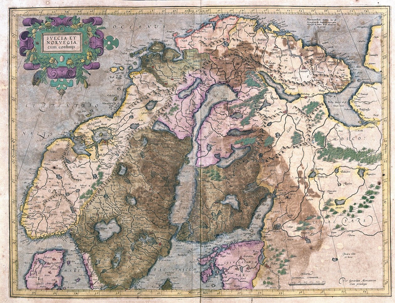Szwecja i Norwegia (grawerowanie autorstwa Gerardus Mercator