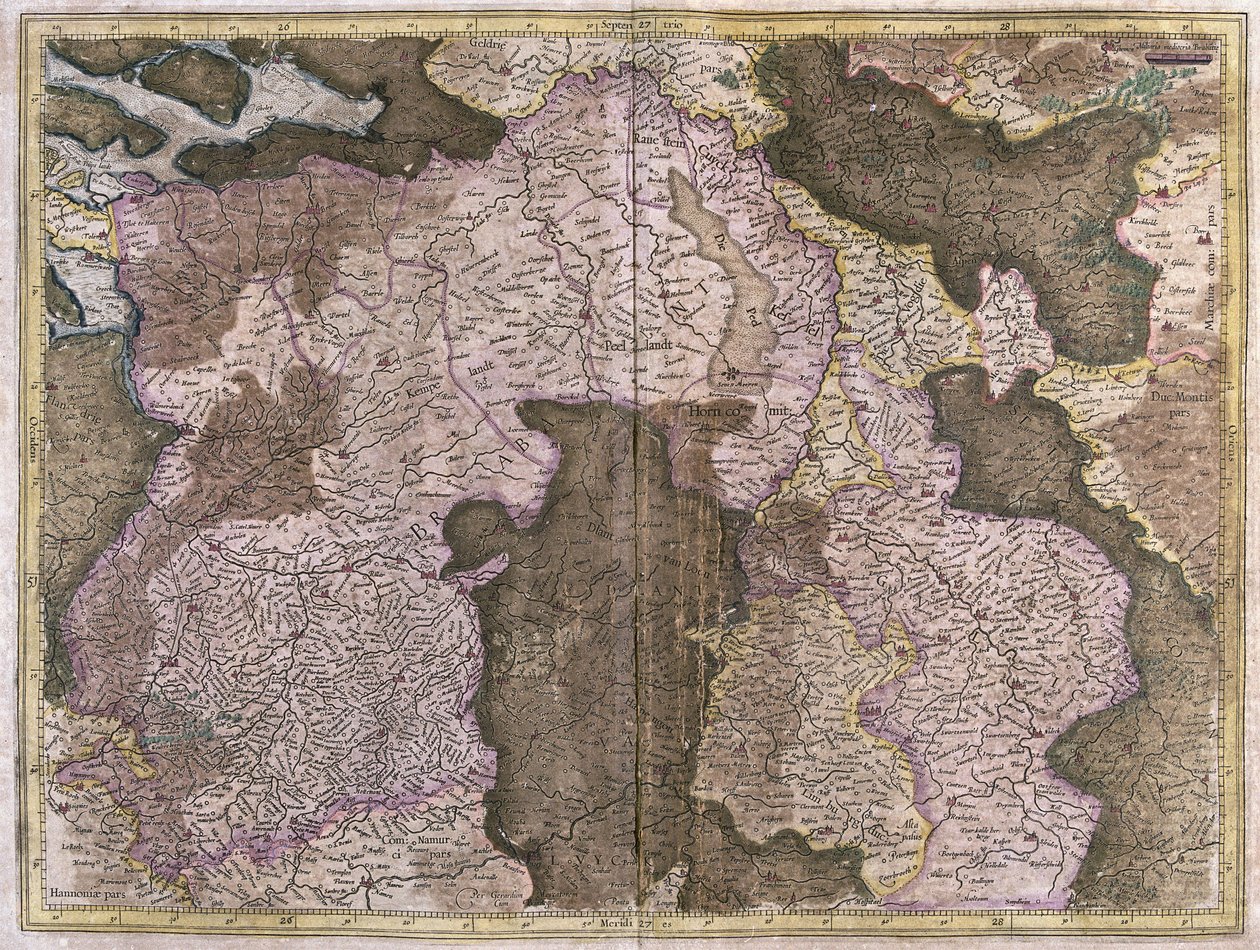 Bez tytułu mapa Brabancji: Belgia i Holandia (rycina autorstwa Gerardus Mercator