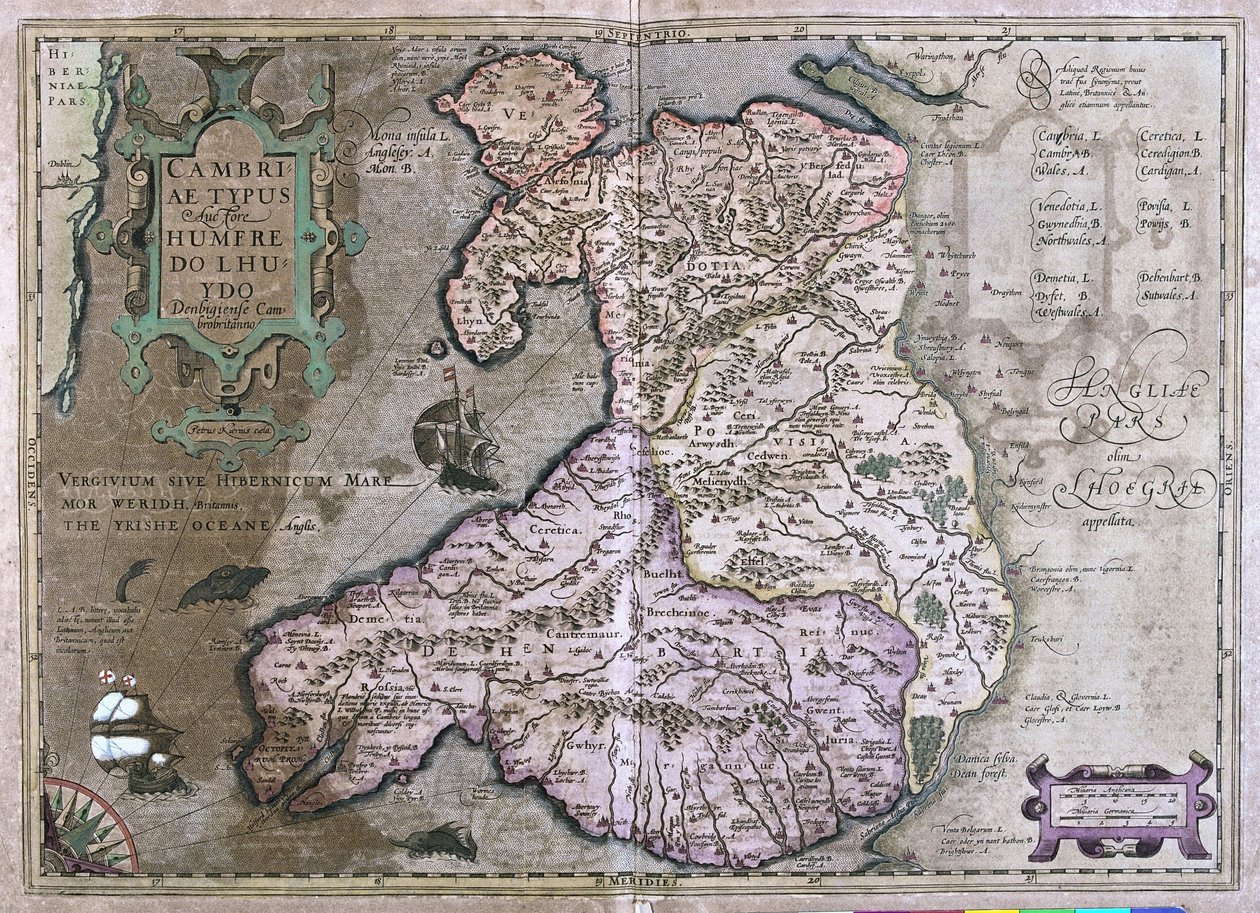 Walia, Wielka Brytania (grawerowanie autorstwa Gerardus Mercator