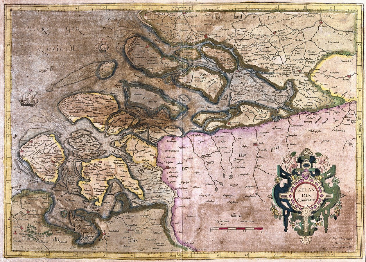 Zelandia, Holandia (grawerowanie autorstwa Gerardus Mercator