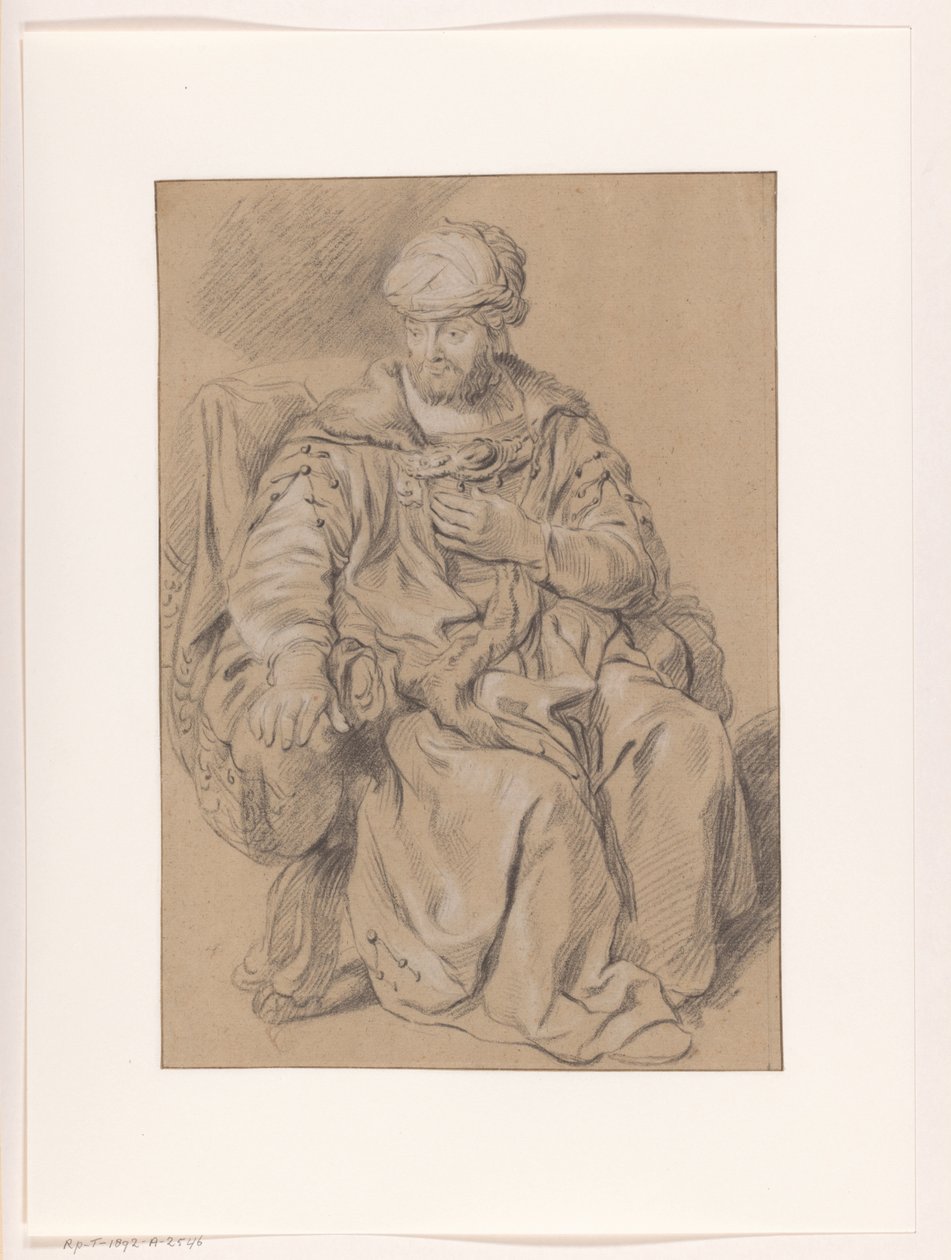 Siedzący mężczyzna orientalny autorstwa Gerbrand van den Eeckhout (copy after)
