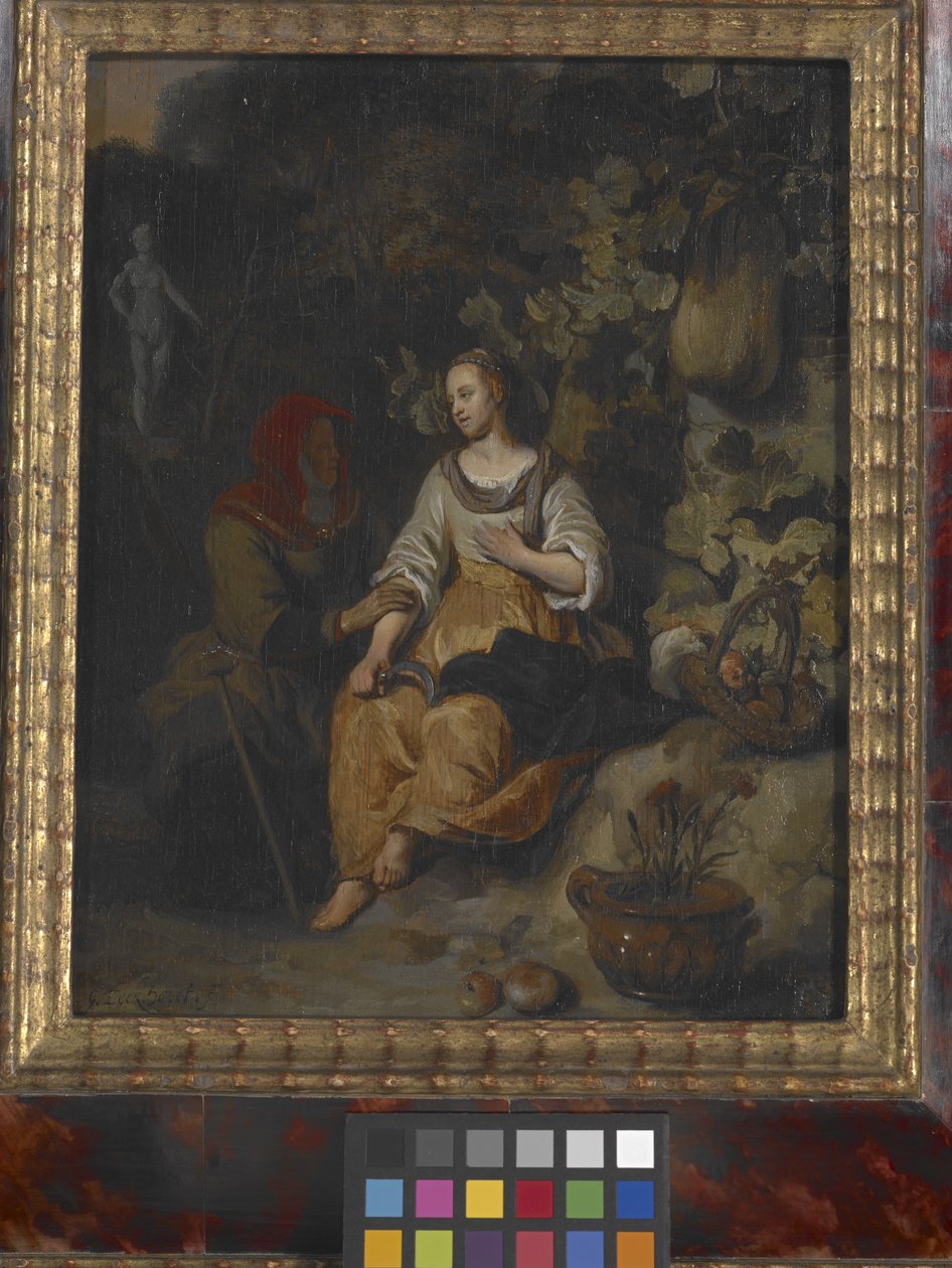 Vertumnus i Pomona (olej na drewnie) autorstwa Gerbrandt van den Eeckhout