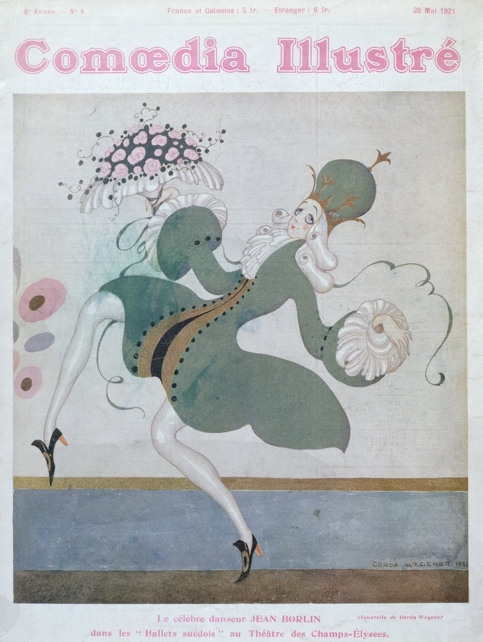 Jean Borlin (1893-1930) gwiazda Królewskiego Baletu Szwedzkiego, z okładki "Comoedia Illustre", maj 1921 r. autorstwa Gerda Marie Frederike Wegener