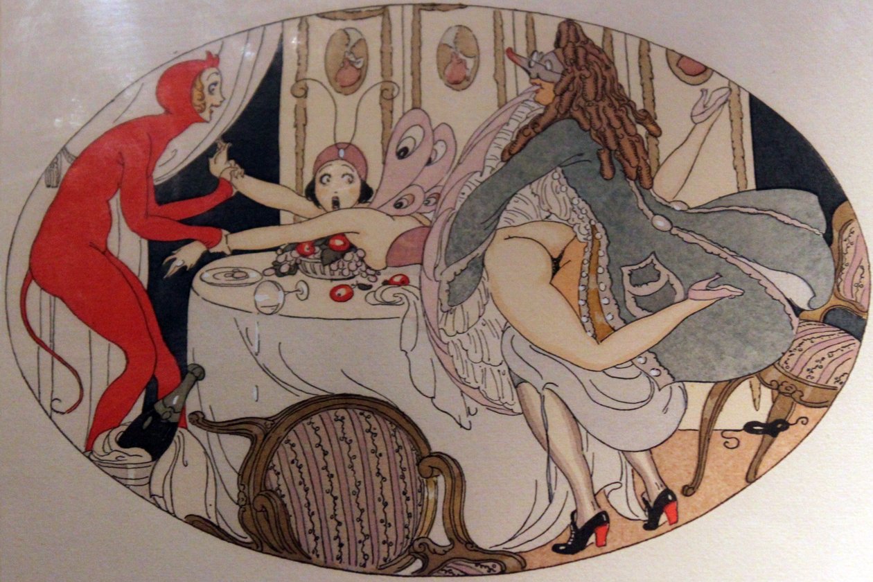 Seria akwareli wydana w Erotopolis Paris w 1925 roku pod tytułem The Delights of Eros autorstwa Gerda Marie Frederike Wegener
