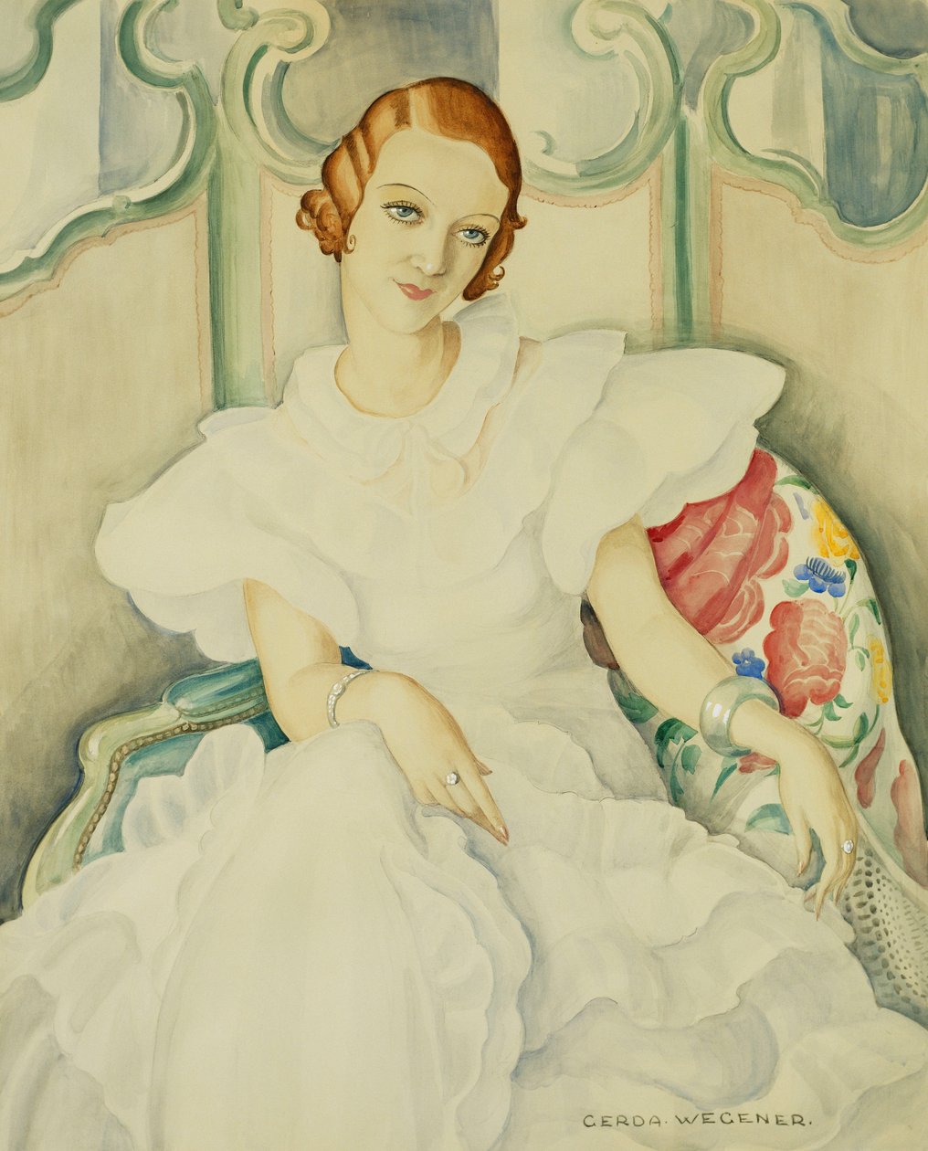 Portret damy, połowa długości autorstwa Gerda Marie Frederike Wegener