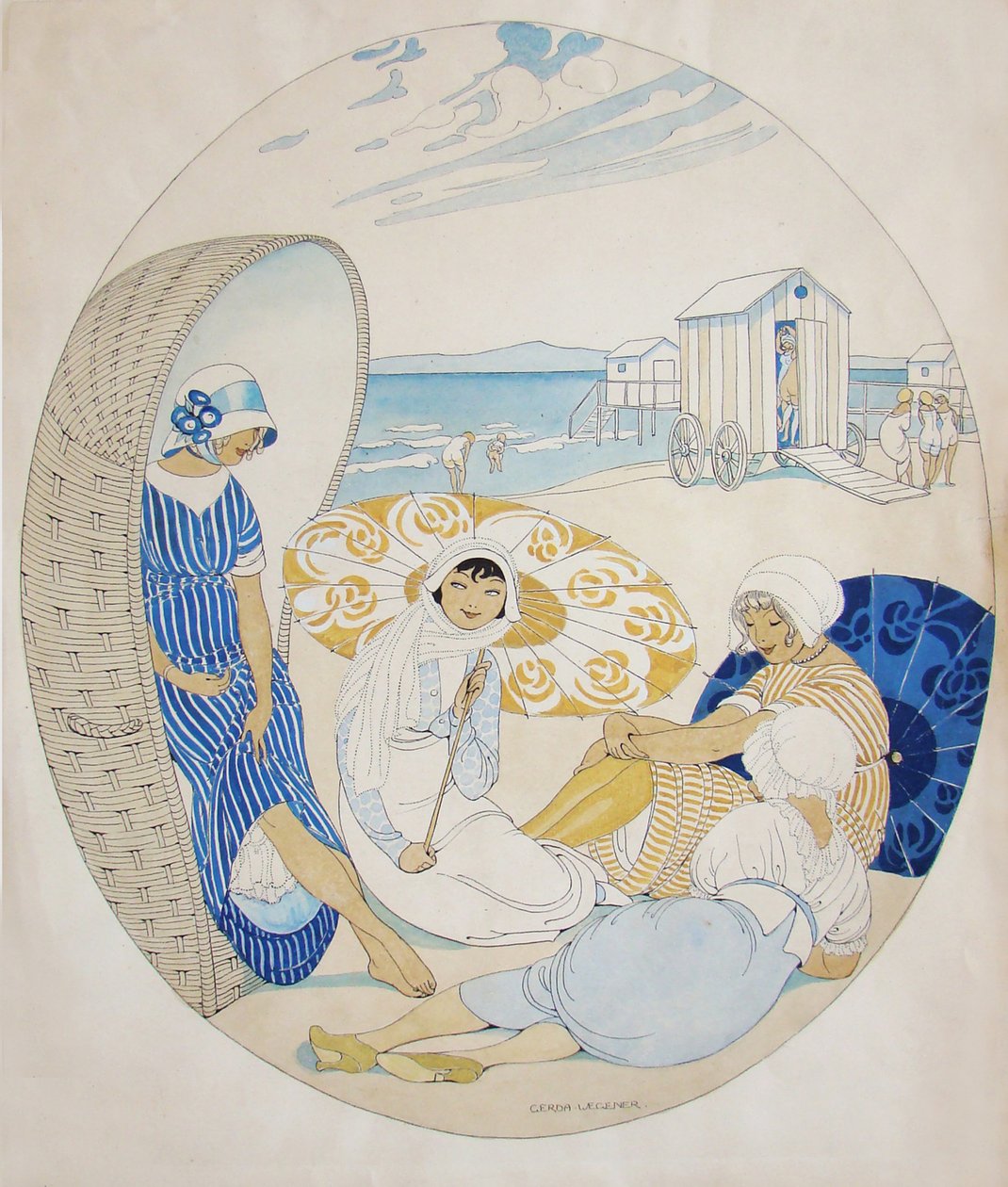 Rozmowa na duńskiej plaży autorstwa Gerda Wegener