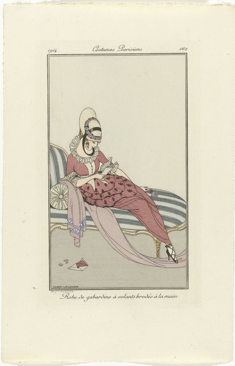 Journal des Dames et des Modes, Costumes Parisiens, 1914, nr 162: Gabardin (...) autorstwa Gerda Wegener