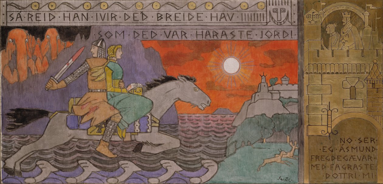 Åsmund i księżniczka jadą do domu autorstwa Gerhard Peter Frantz Vilhelm Munthe