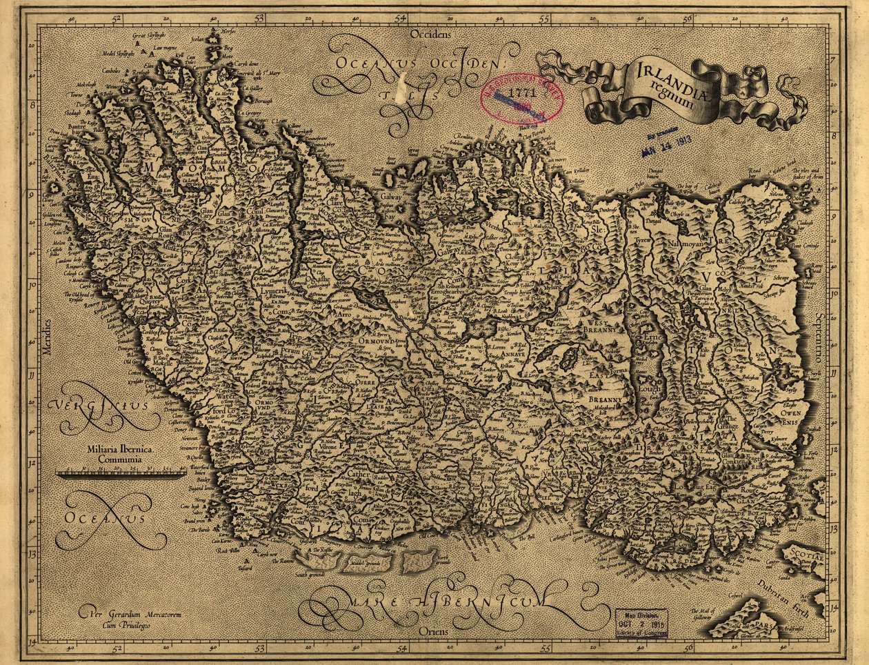Irlandiae regnum. LOC 99446223 autorstwa Gerhard Mercator