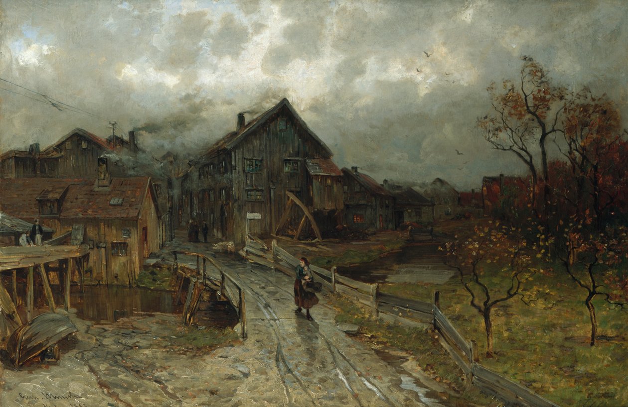 Nybro, Akerselva autorstwa Gerhard Peter Frantz Vilhelm Munthe