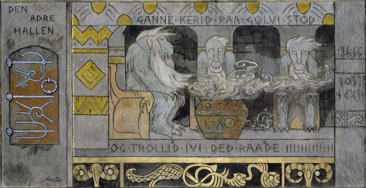 Druga sala - Munthe, Gerhard (1849-1929) - 1902-1904 - Olej na płótnie - 62,5x119,5 - Narodowe Muzeum Sztuki, Oslo autorstwa Gerhard Peter Frantz Vilhelm Munthe