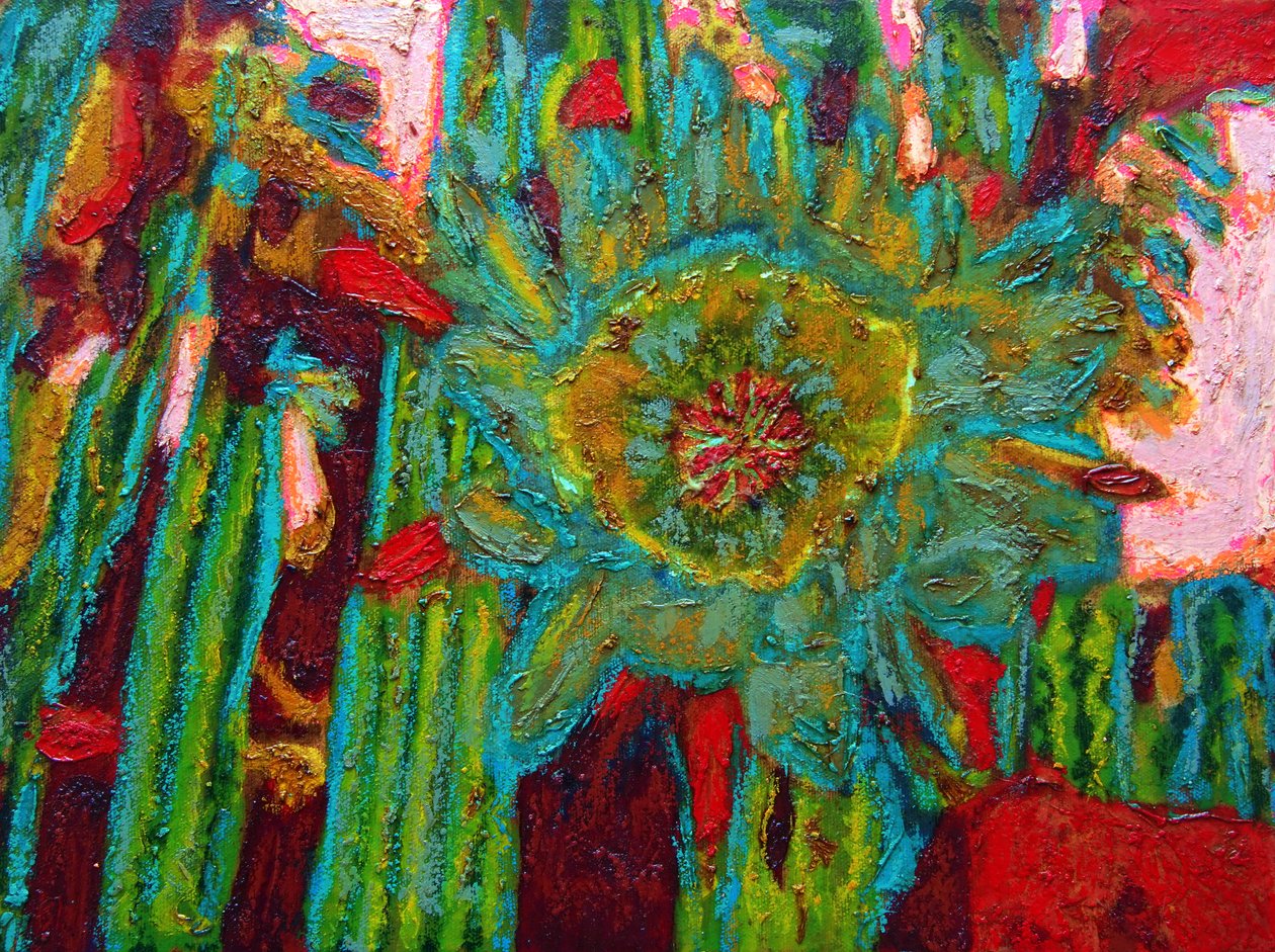 Kwiat kaktusa San Pedro, 2013 (olej na płótnie) autorstwa Gerhardt Isringhaus