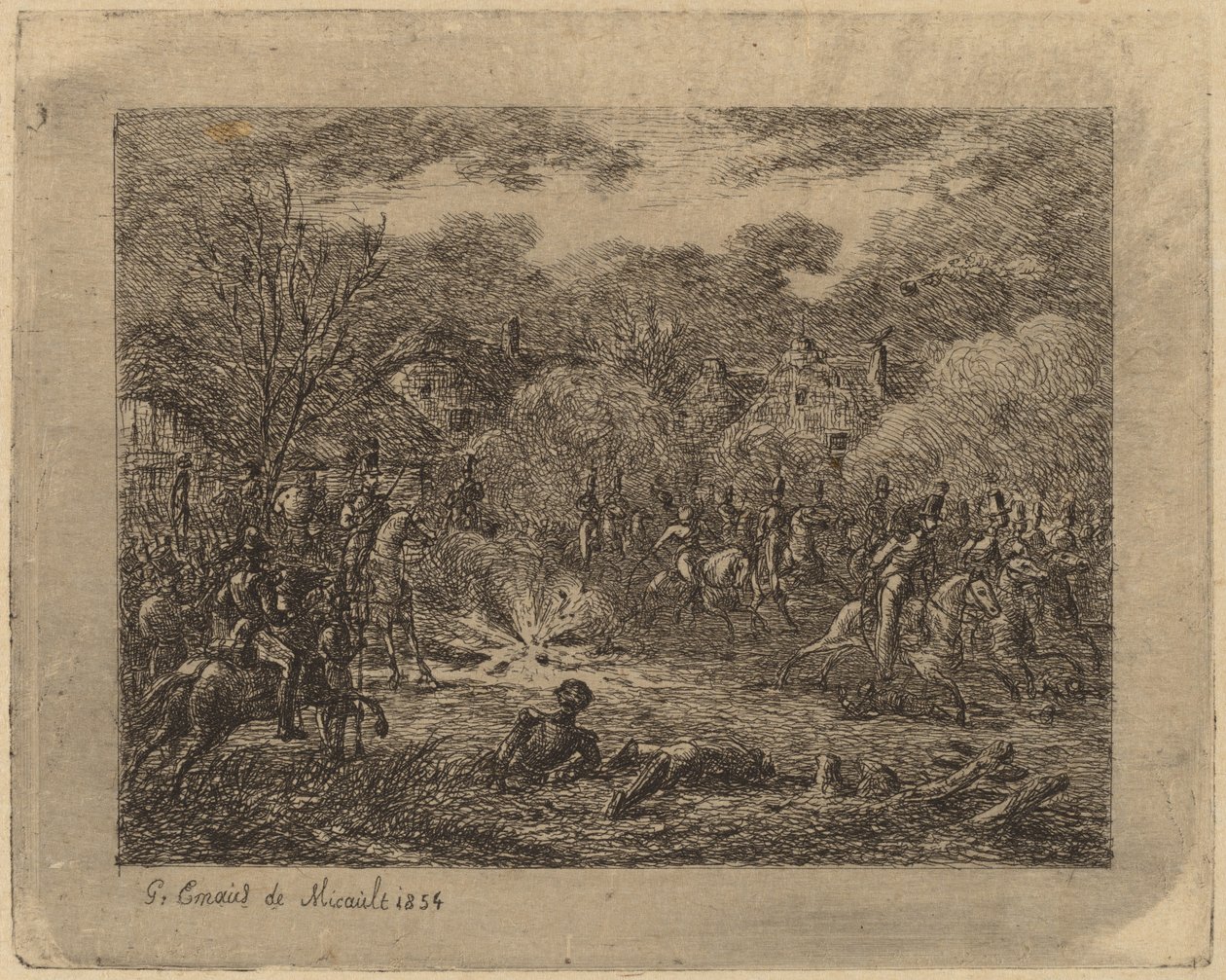 Wybuch granatu autorstwa Gerhardus Emaus de Micault