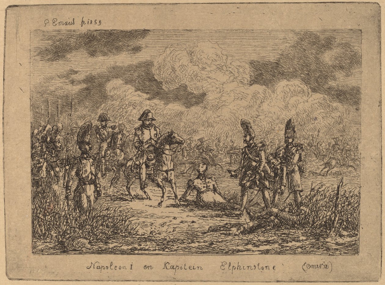 Napoleon I i Kapitan Elphinstone autorstwa Gerhardus Emaus de Micault