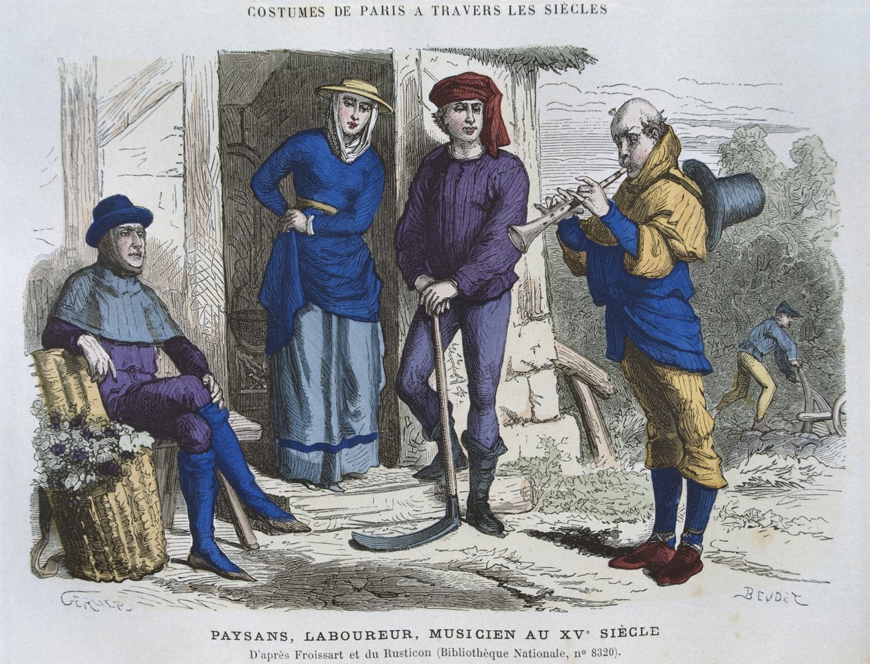 Chłop, robotnik, muzyk w XV w., za "Chroniques" Froissarda, z "Costumes de Paris a Travers les Siecles" ed. Roy, wyd. 1887 r. autorstwa Gerlier