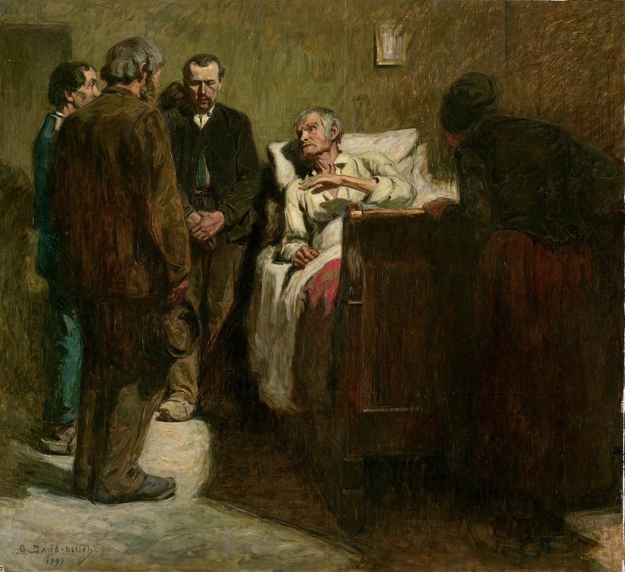 Robotnik i jego dzieci, 1897 olej na płótnie autorstwa Germain David Nillet