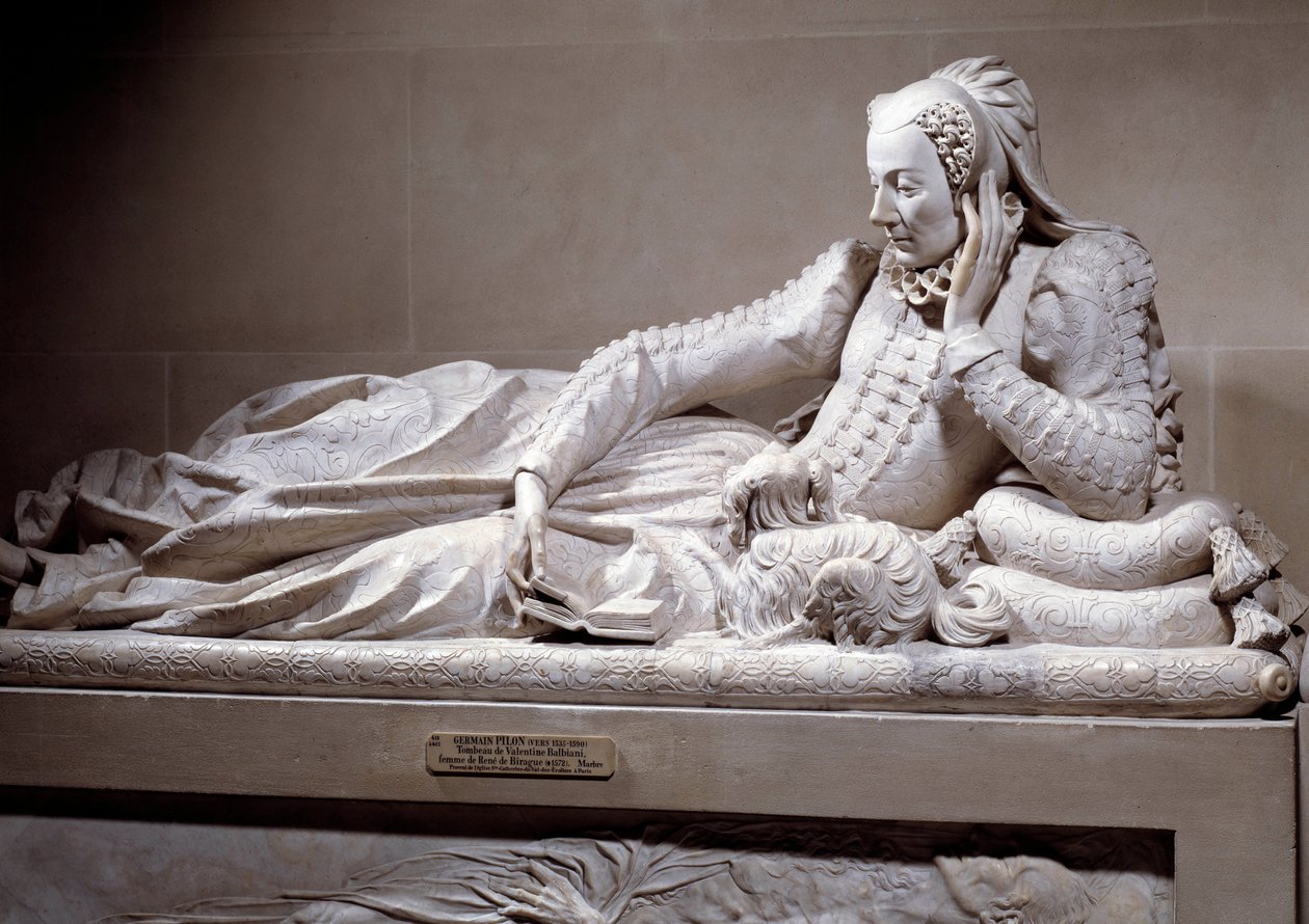 Pomnik nagrobny: Grób sympatii Jeanne Valentine Balbiani (1518-1572), żony kardynała Rene de Birague (1506-1583), kanclerza Francji. Marmurowa rzeźba Germaina Pilona (1535 - 1590), ok. 1573. Paryż, Musee Du Louvre autorstwa Germain Pilon