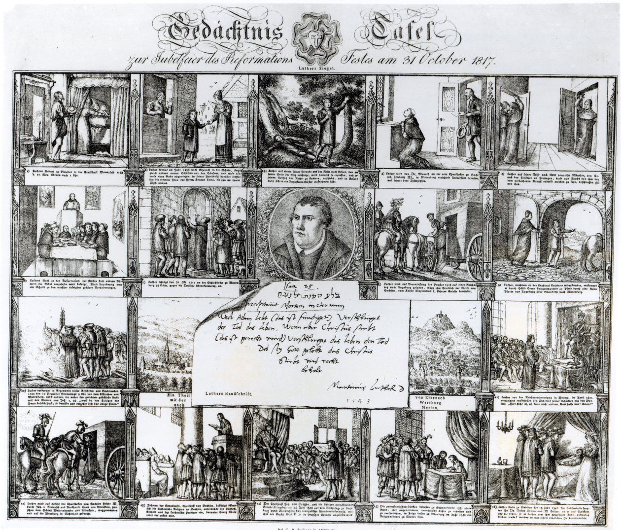 Święto z okazji reformacji w dniu 31 października 1817 r.: Życie Marcina Lutra (1483-1546) autorstwa German School