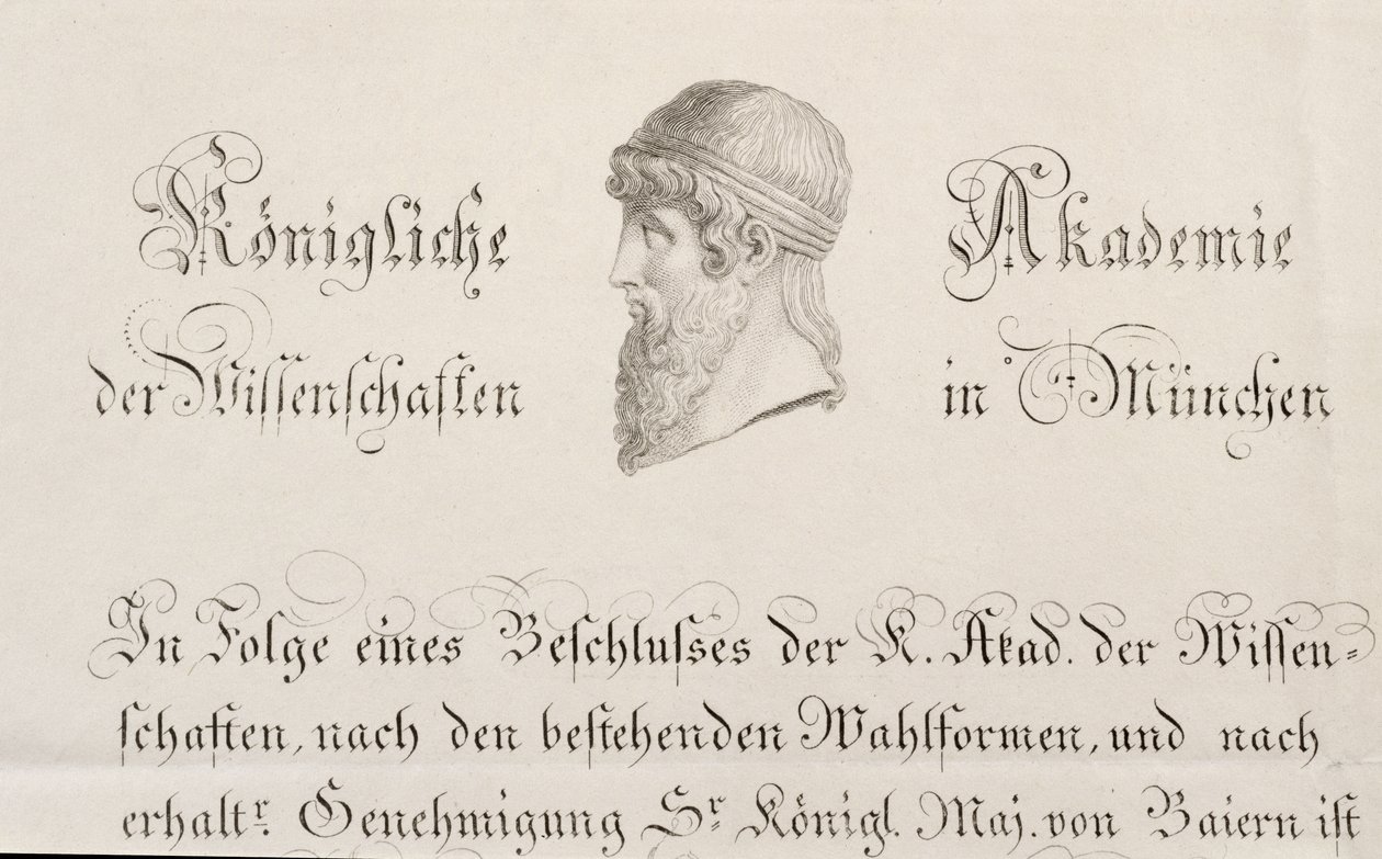 Oficjalny dokument Królewskiej Akademii Nauk w Monachium autorstwa German School