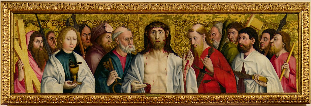 Chrystus i Dwunastu Apostołów (olej na drewnie) autorstwa German School