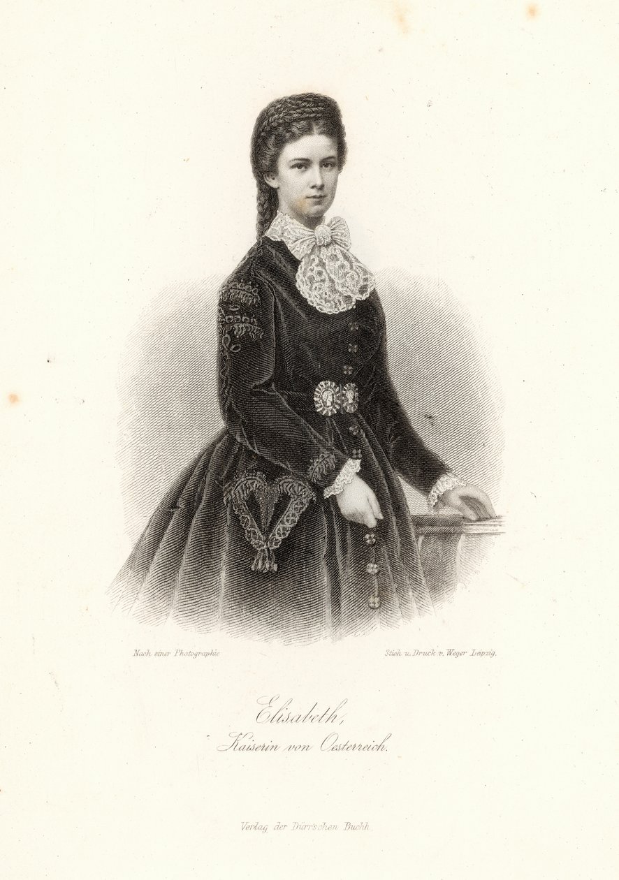Cesarzowa Elżbieta Austriacka (1837-98) w „Allgemeine Moden-Zeitung”, Liepzig, 1872 autorstwa German School