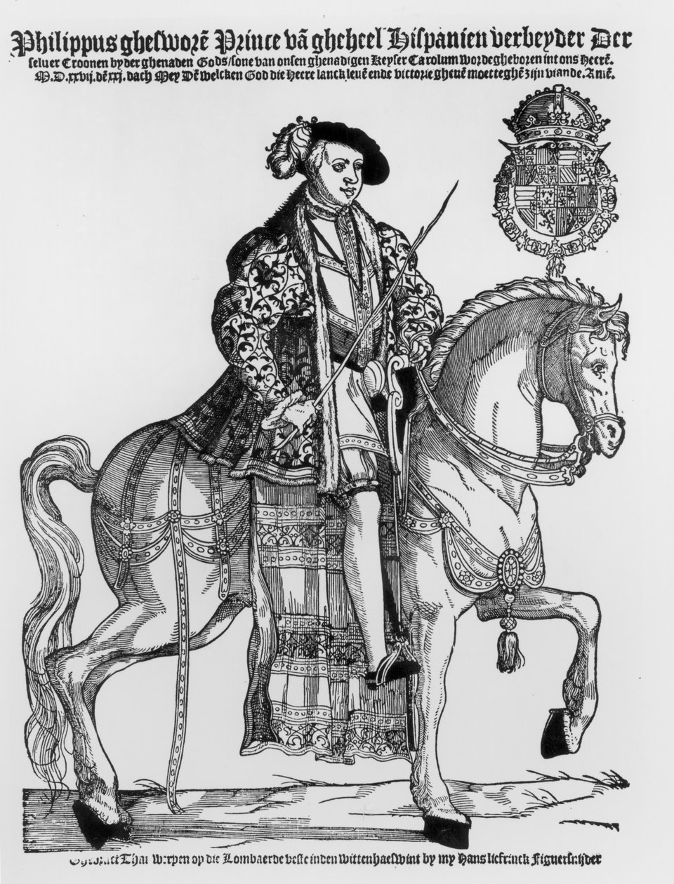 Portret jeździecki Filipa II (1527-98) z Hiszpanii autorstwa German School