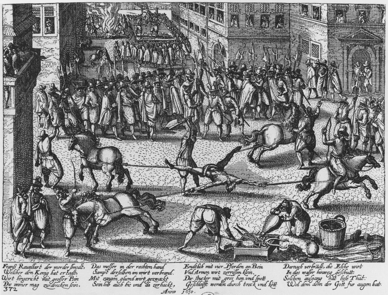 Egzekucja Francois Ravaillaca, zabójcy króla Henryka IV, 1610 autorstwa German School