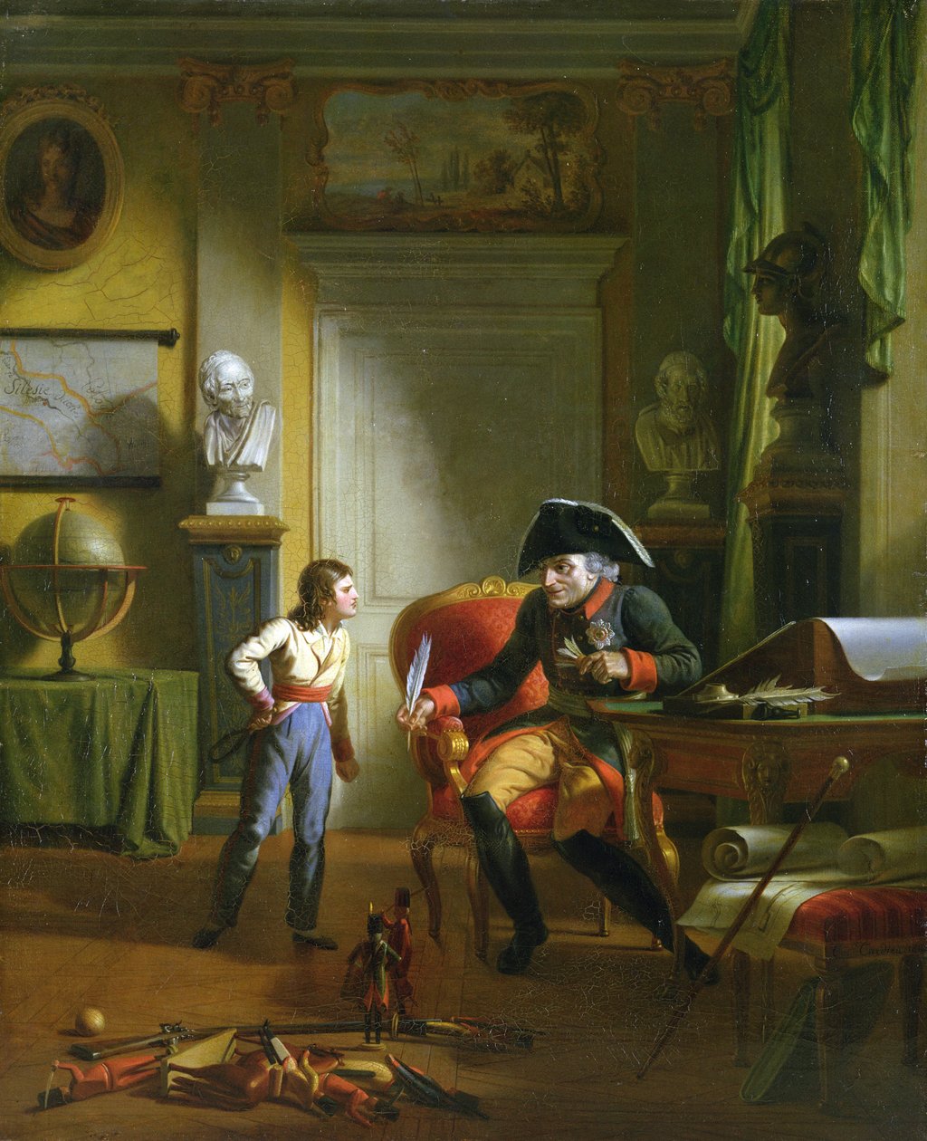 Fryderyk II Wielki ze swoim wnukiem Fryderykiem Wiliamem III, 1814 autorstwa German School