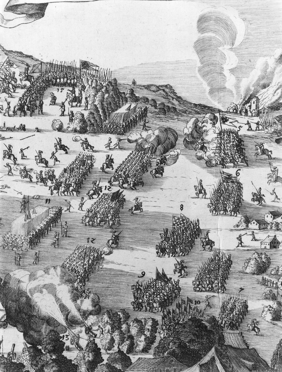Widok ogólny bitwy pod Muhlberg, szczegół, 24 kwietnia 1547 (patrz też 217805) autorstwa German School
