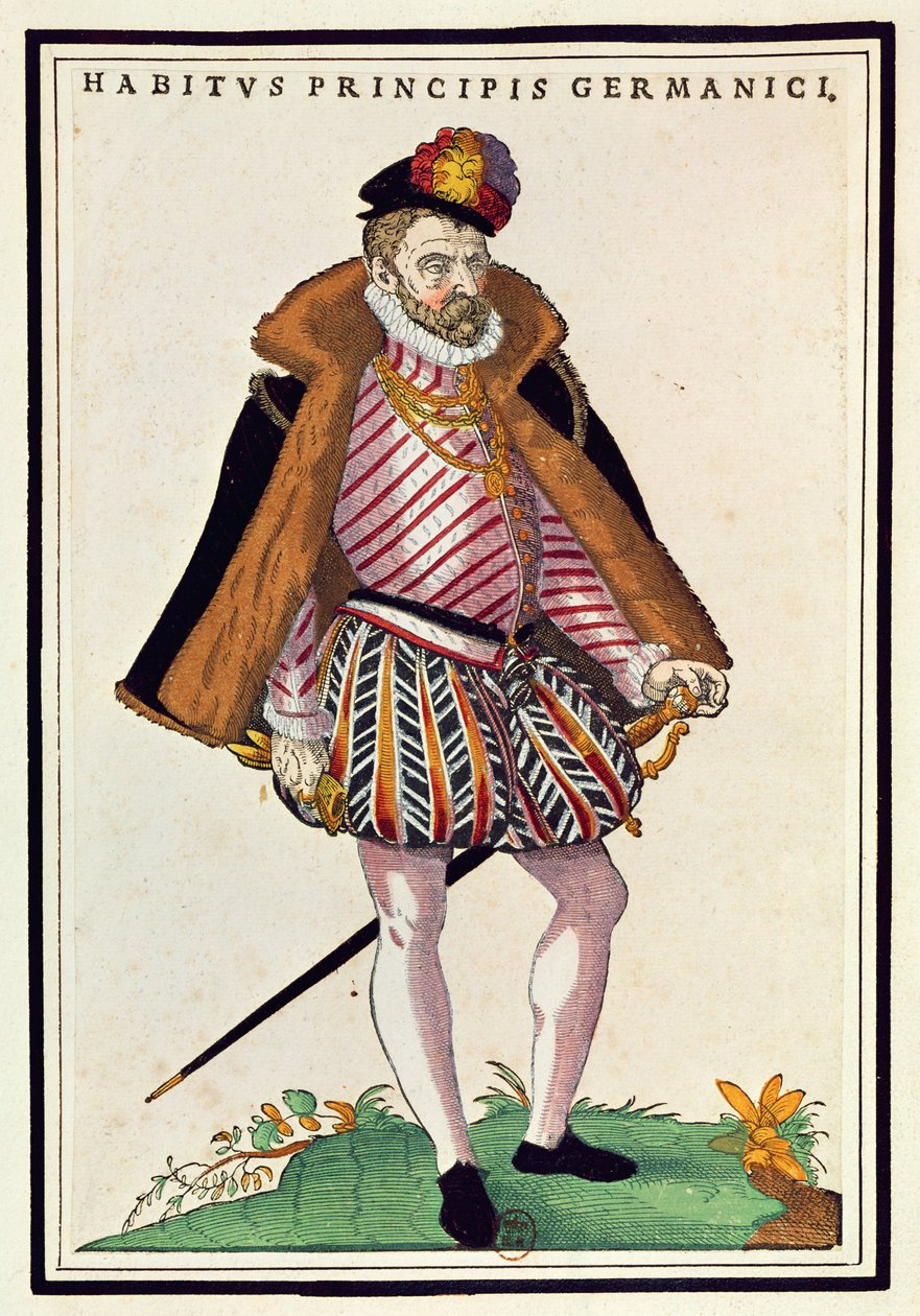 Niemiecki szlachcic, 1572 (kolorowe grawerowanie) autorstwa German School
