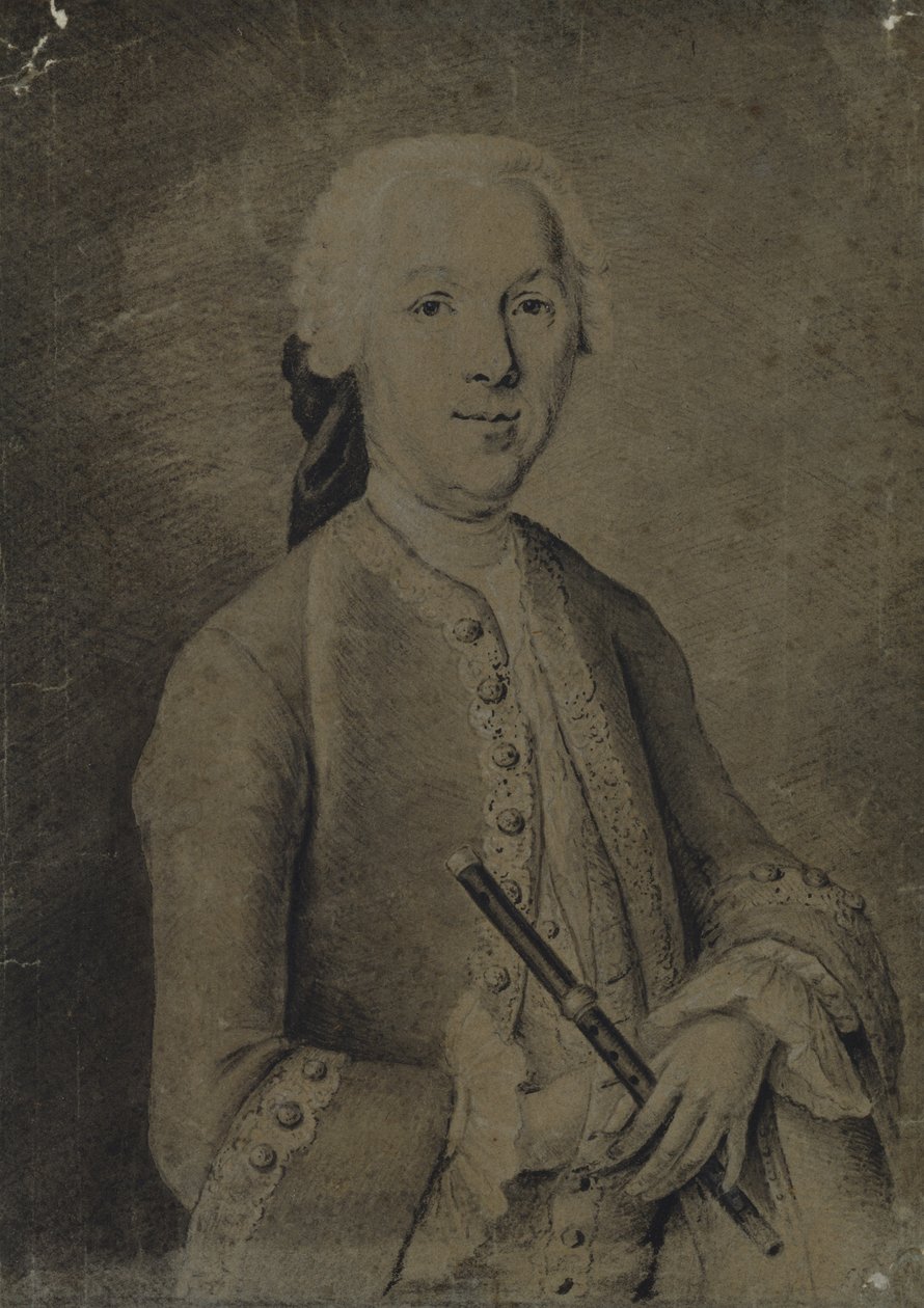 Johann Joachim Quantz (węgiel na papierze) autorstwa German School