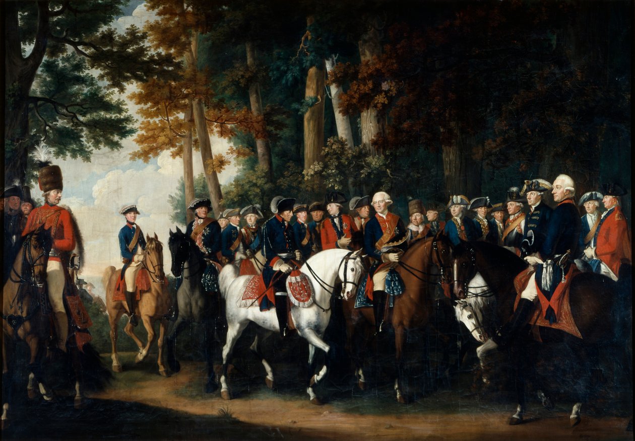 Powrót króla Fryderyka II z Prus przez Manoevera, c.1785 autorstwa German School