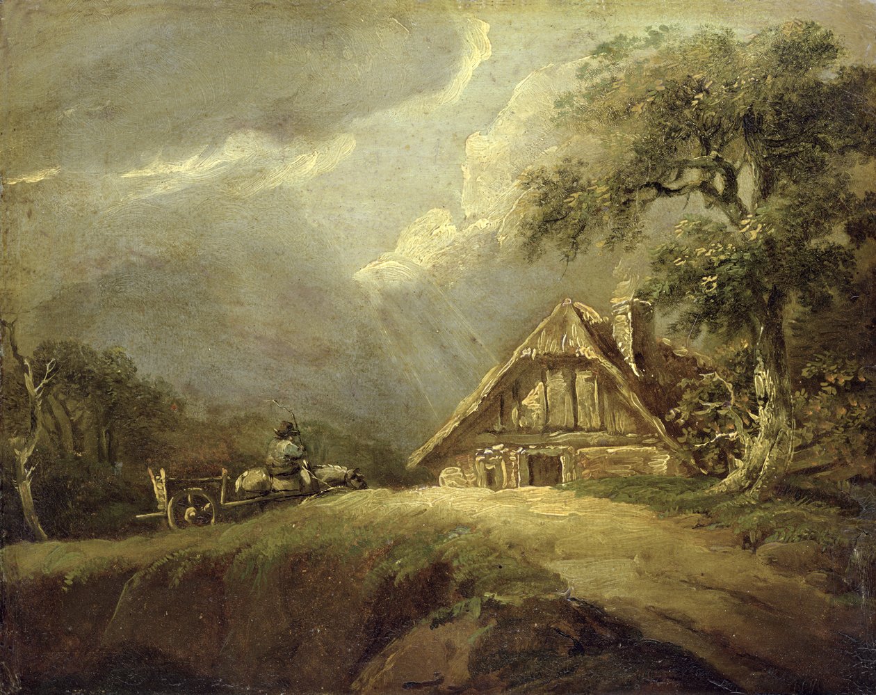 Pejzaż (olej na papierze nałożony na płótno) autorstwa German School